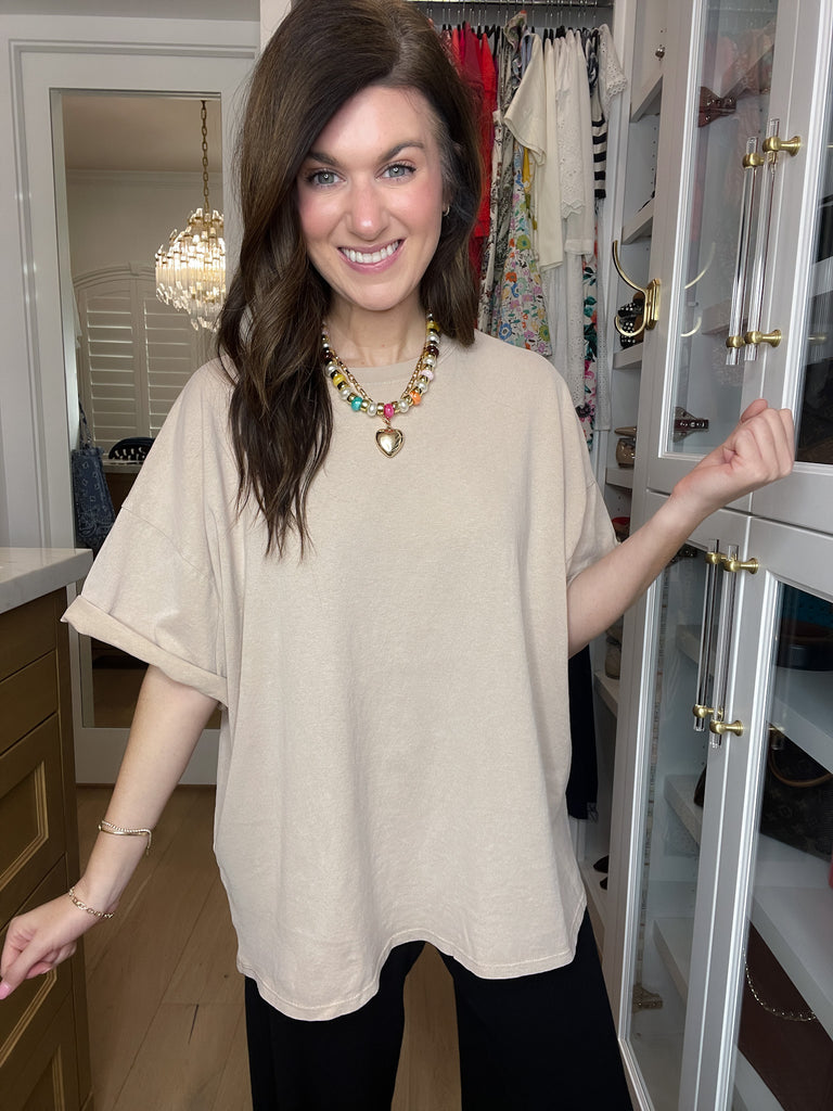 Endless Ease Oversized Tee in Taupe