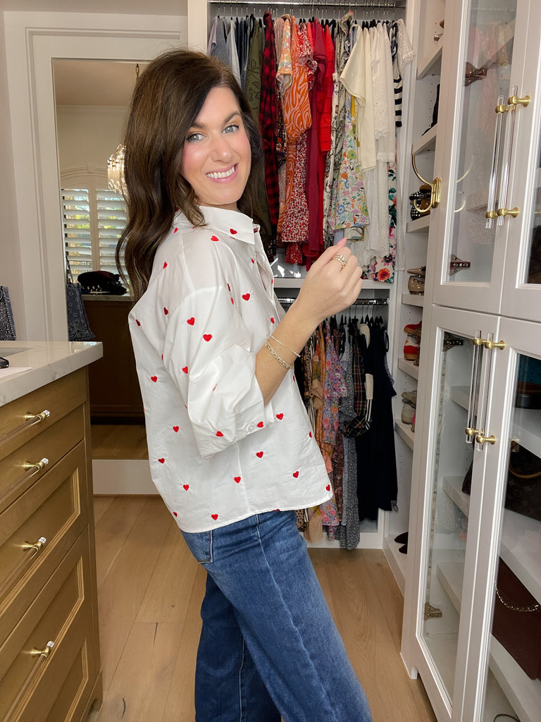 Love Note Button Down in White