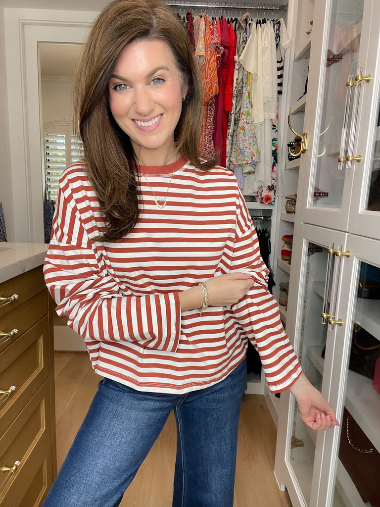 Timeless Lines Striped Tee in Rust