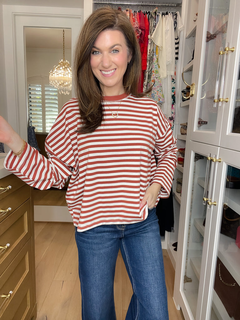 Timeless Lines Striped Tee in Rust