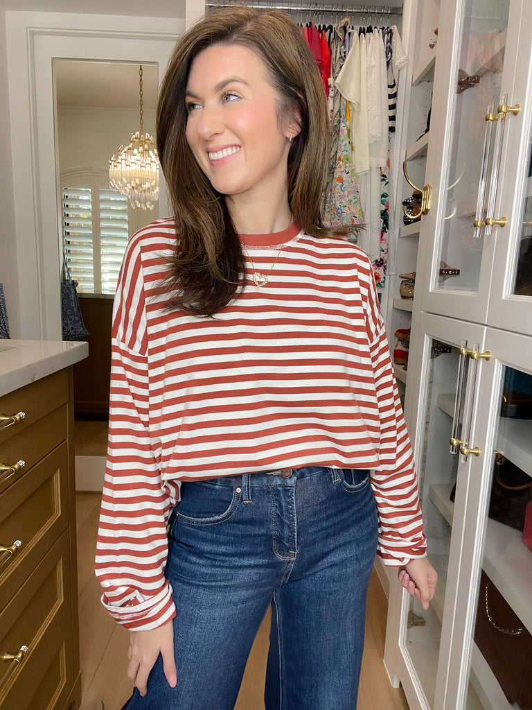 Timeless Lines Striped Tee in Rust