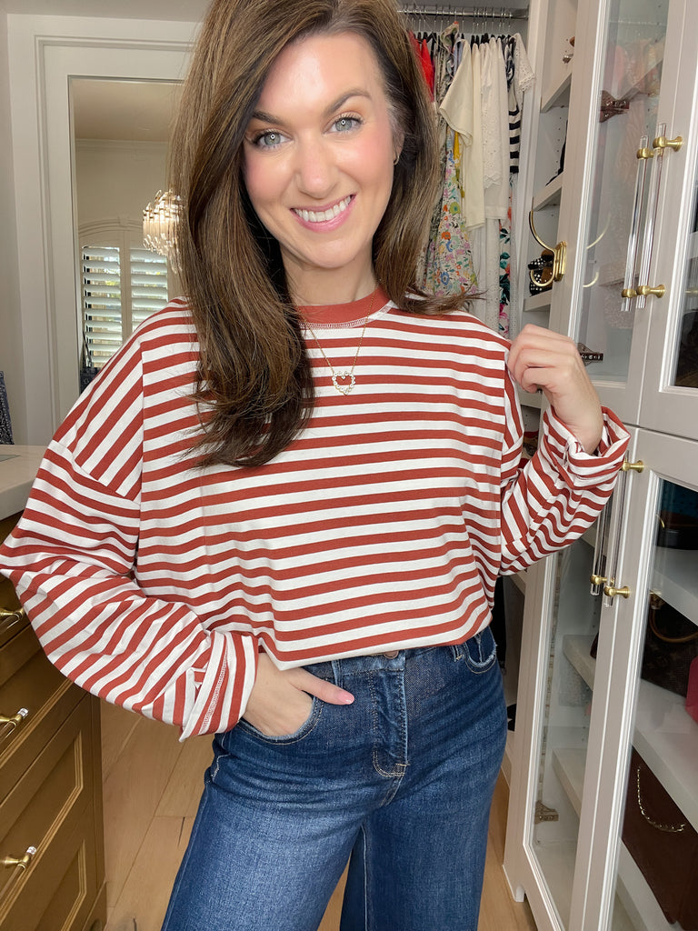 Timeless Lines Striped Tee in Rust