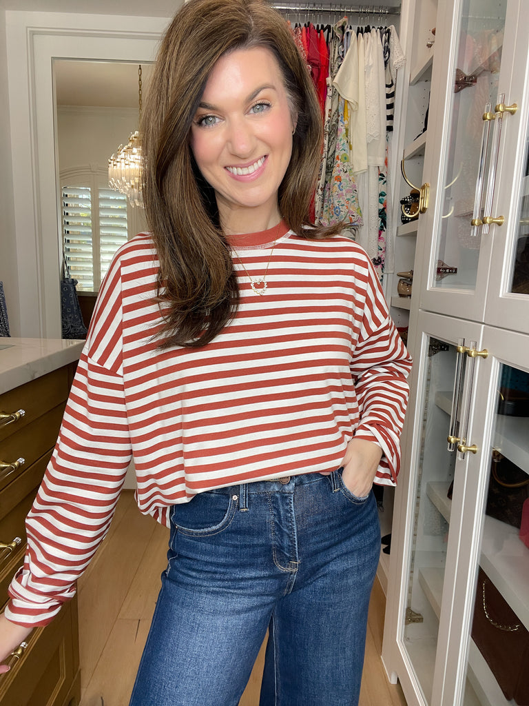 Timeless Lines Striped Tee in Rust