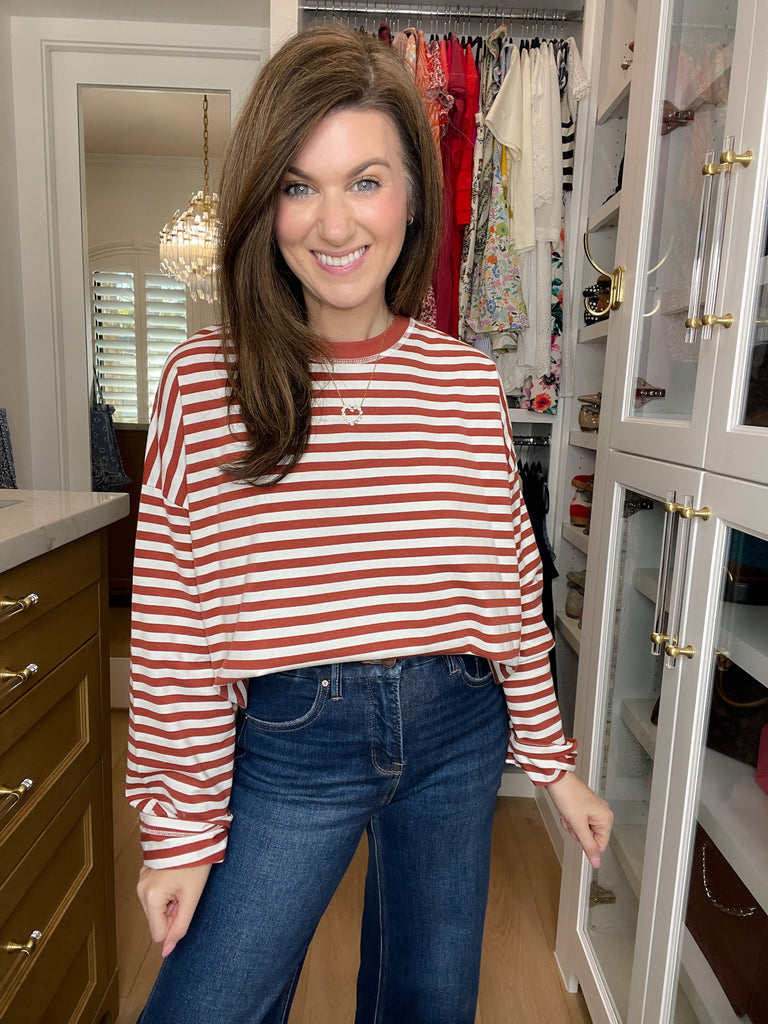 Timeless Lines Striped Tee in Rust