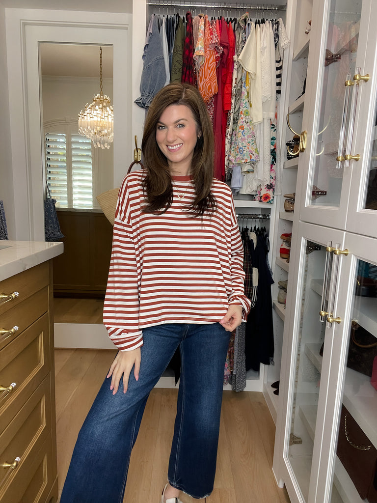 Timeless Lines Striped Tee in Rust