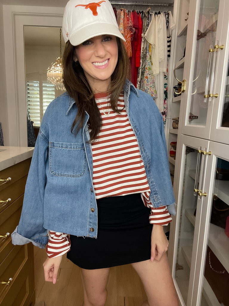 Timeless Lines Striped Tee in Rust