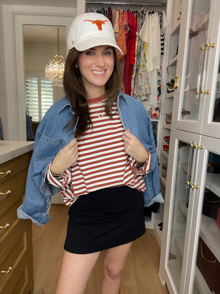 Timeless Lines Striped Tee in Rust