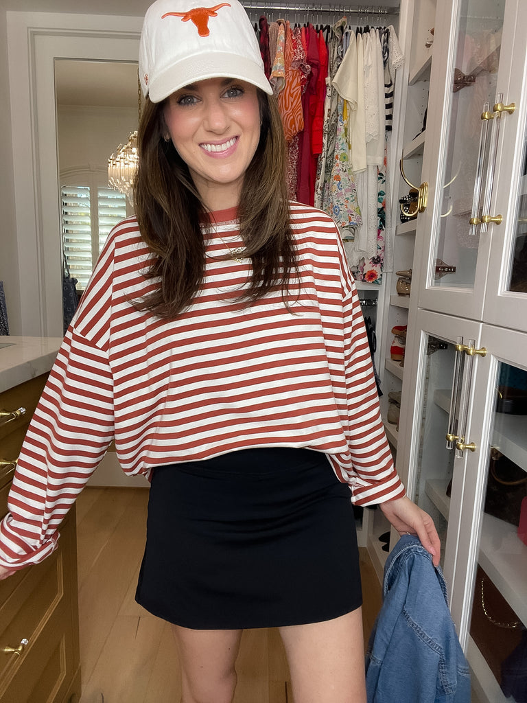 Timeless Lines Striped Tee in Rust