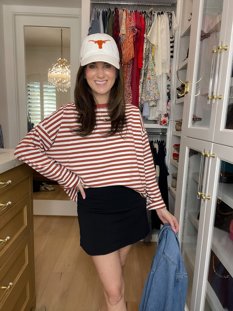 Timeless Lines Striped Tee in Rust