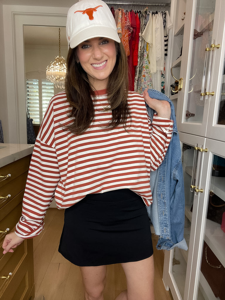 Timeless Lines Striped Tee in Rust