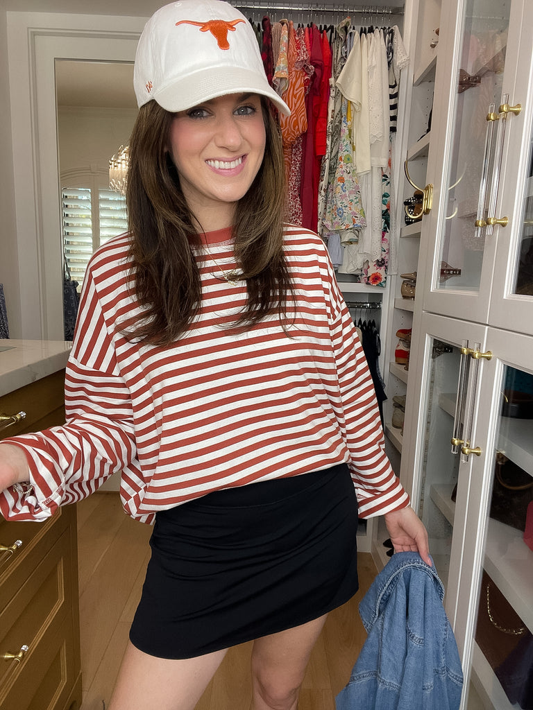 Timeless Lines Striped Tee in Rust