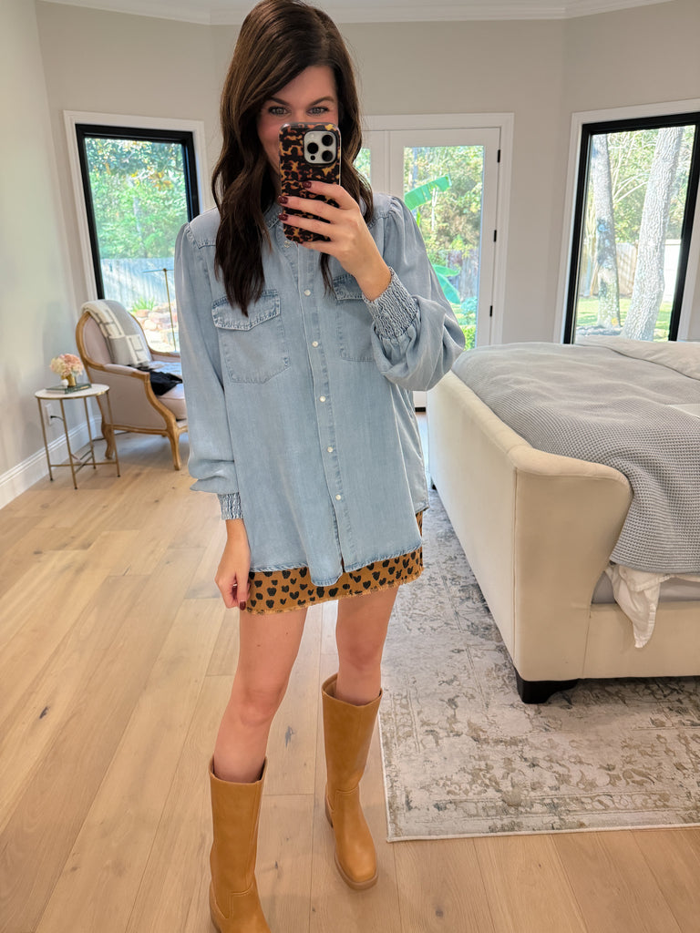 Always Grateful Denim Button Down