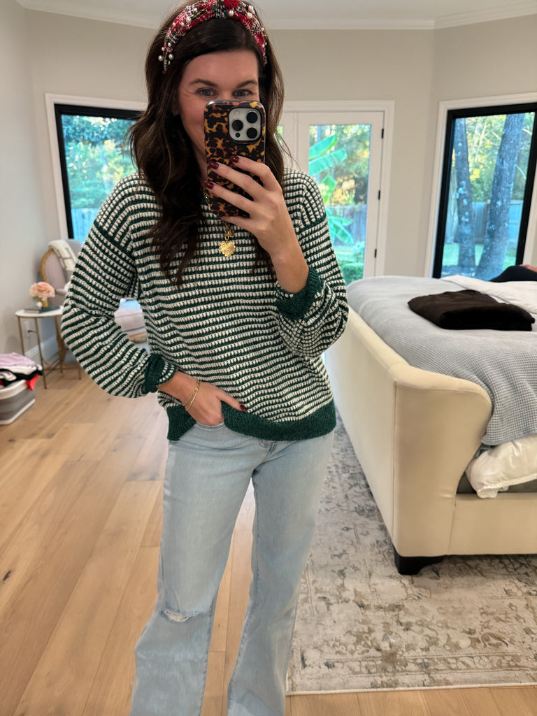 Cozy Lineup Sweater in Green