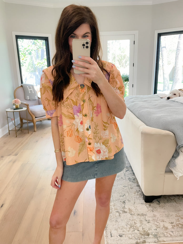 Golden Hour Garden Top in Peach