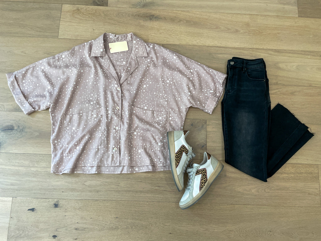 *BELLES & DOORBUSTER* Star Student Button Down in Latte *Final Sale*