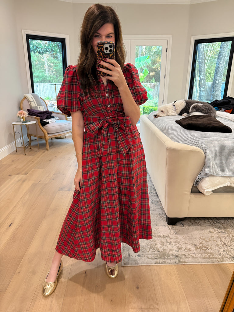 Maeve Plaid Midi Dress
