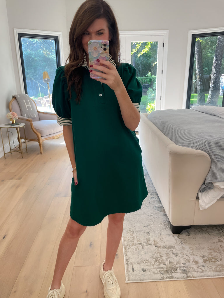 On the Run Dress in Hunter Green