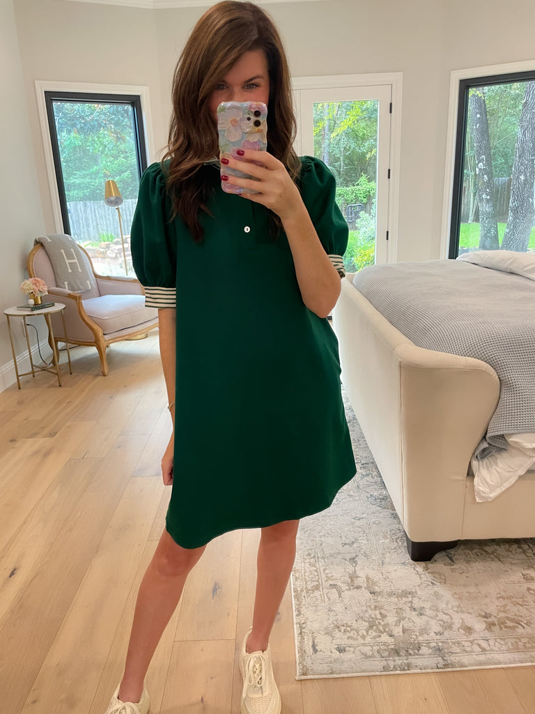 On the Run Dress in Hunter Green