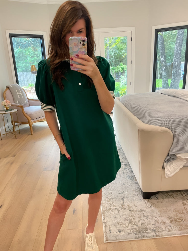 On the Run Dress in Hunter Green