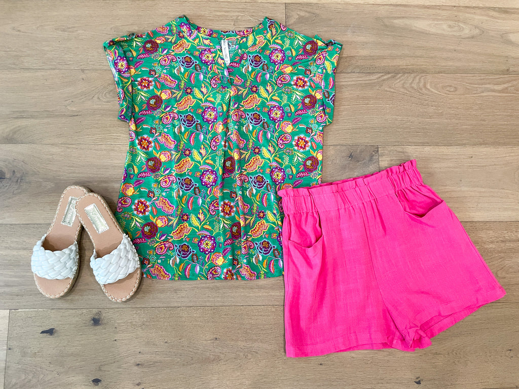 SALE! The Lizzy Top in Green Perfect Paisley *Final Sale*