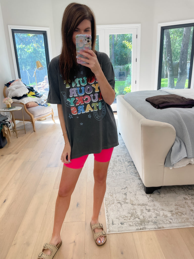 Mono B Venice Crossover Waist Biker Shorts in Multiple Colors