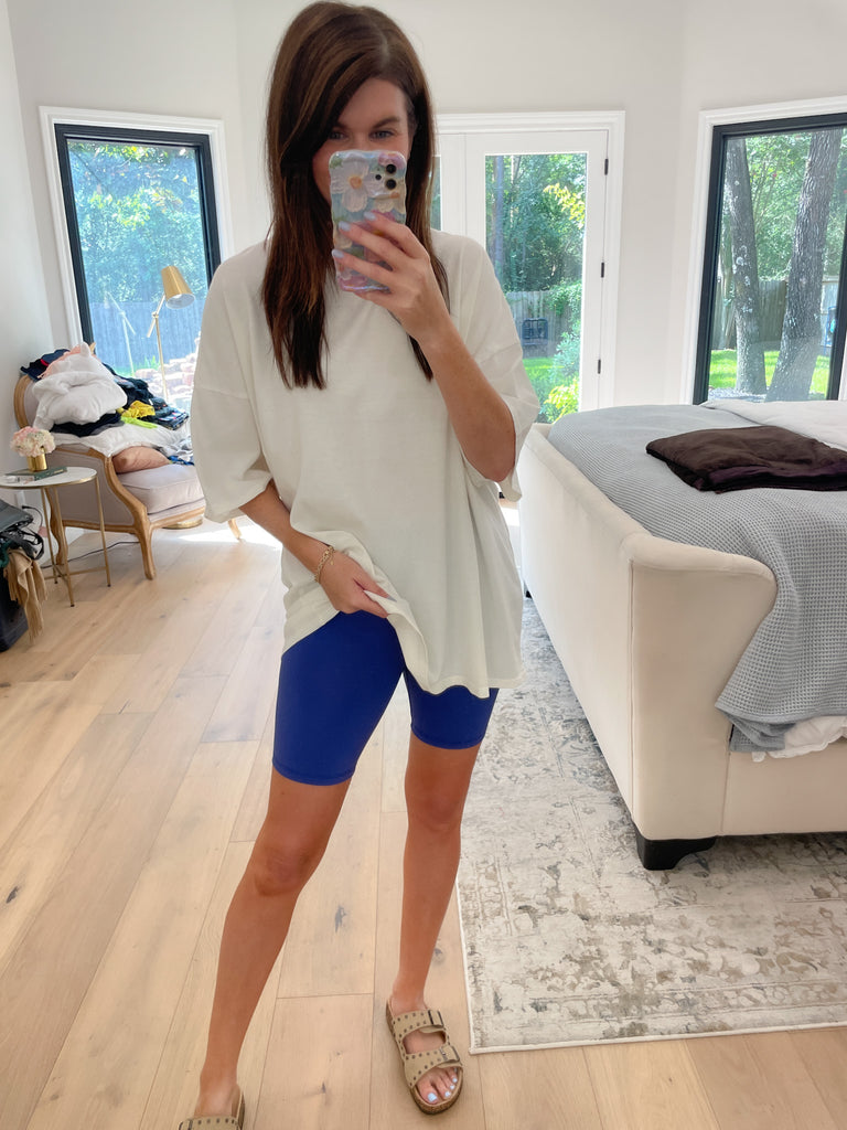 Mono B Venice Crossover Waist Biker Shorts in Multiple Colors