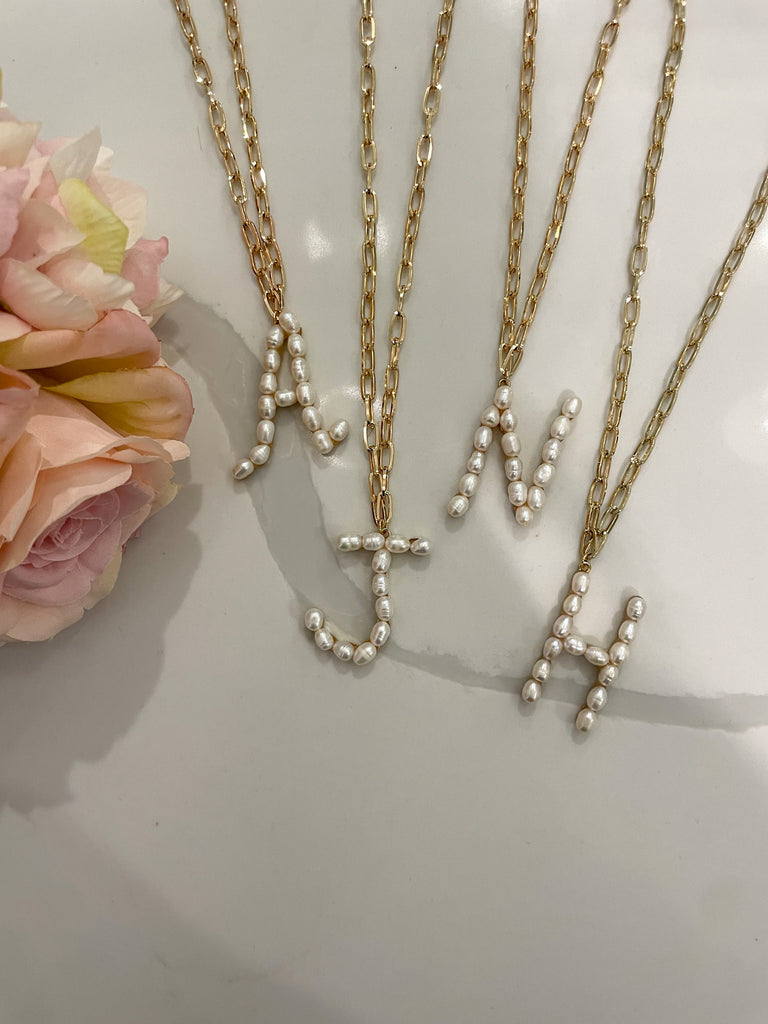 *BELLES & DOORBUSTER* Pearl Initial Necklaces *Final Sale*