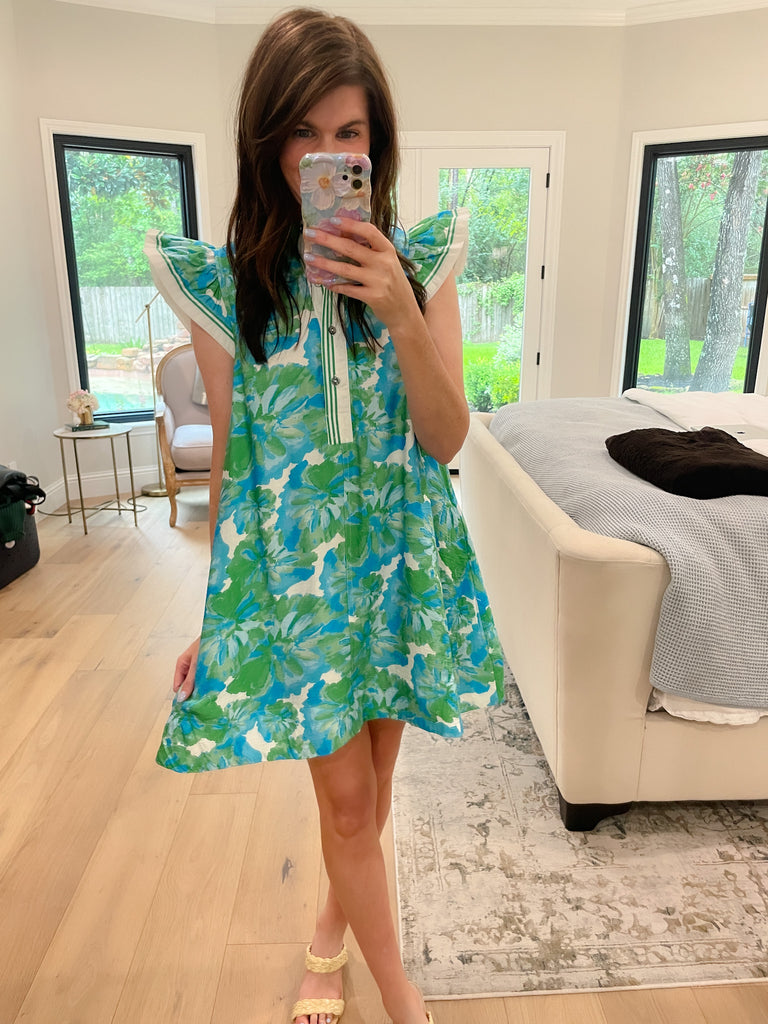 Aqua Blooms Dress
