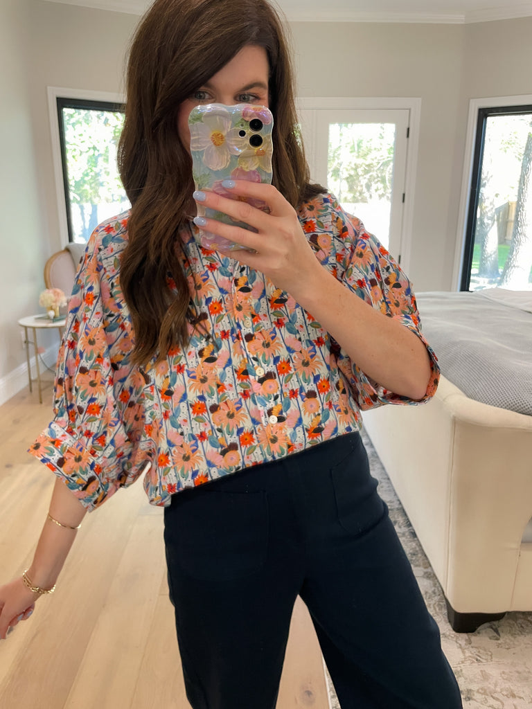 Al Fresco Floral and Striped Button Down