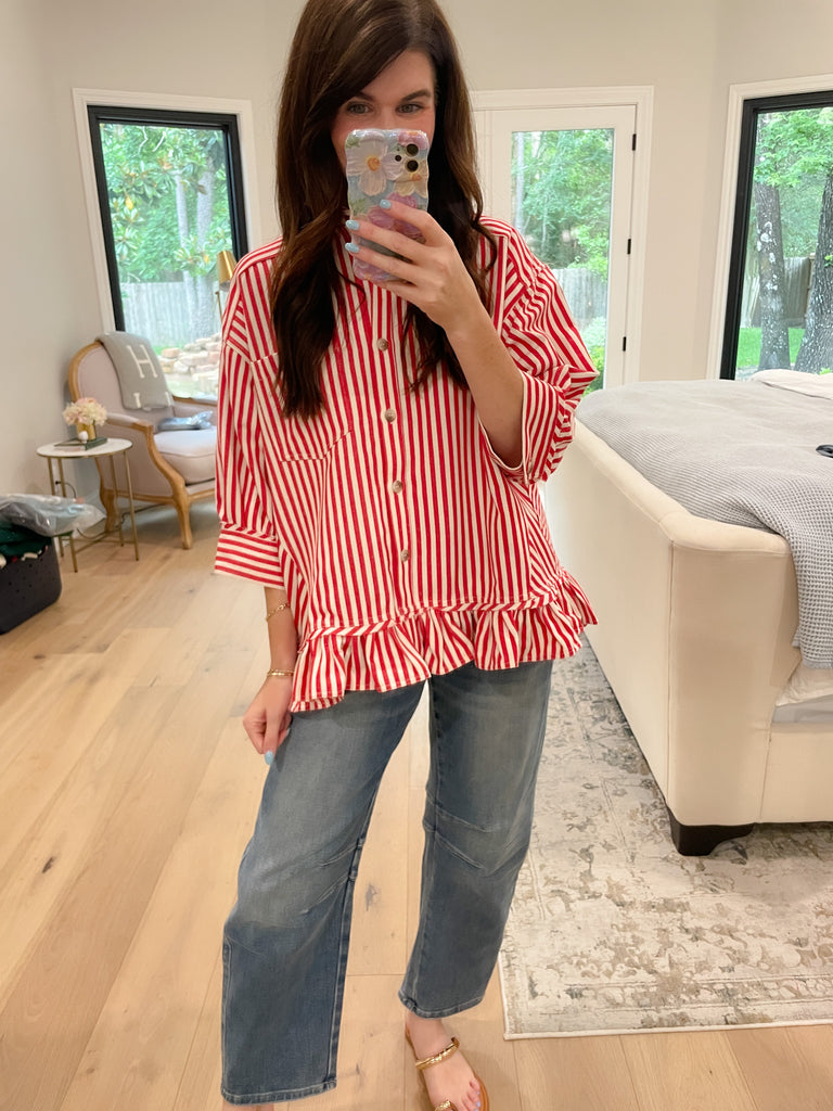 Sugar Stripe Ruffle Top