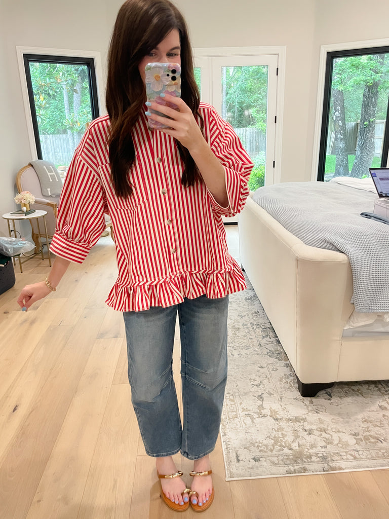 Sugar Stripe Ruffle Top