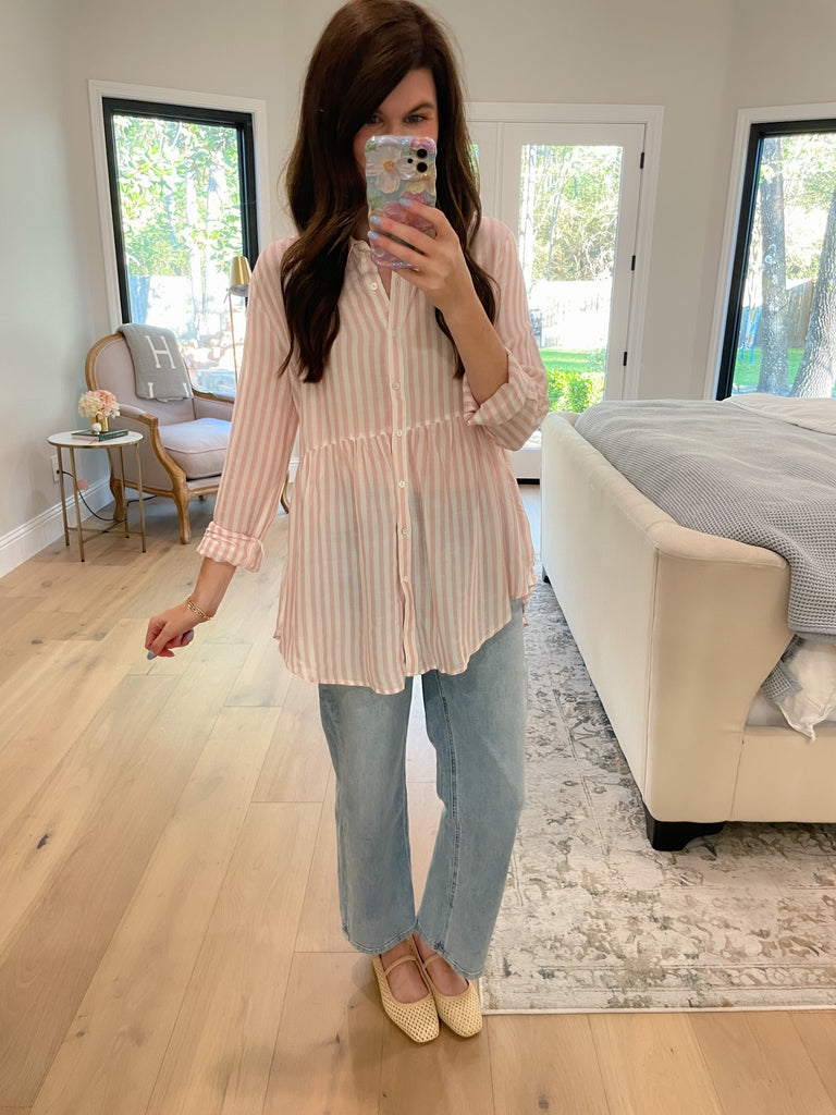 *BELLES & DOORBUSTER* Blushing Belle Button Down *Final Sale*