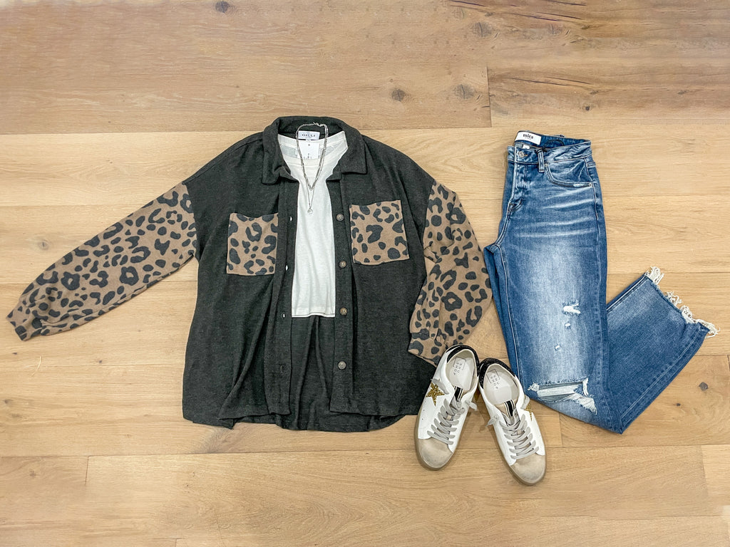 My Own Rules Leopard Sleeve Shacket