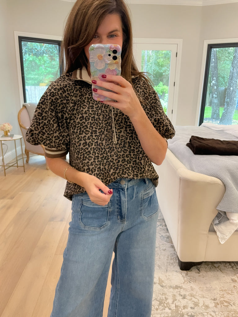 Pick a Side Leopard Top in Mocha