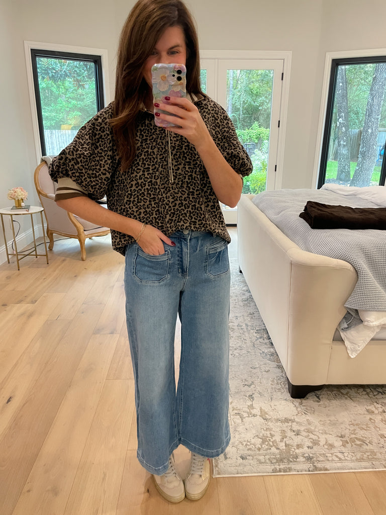 Pick a Side Leopard Top in Mocha