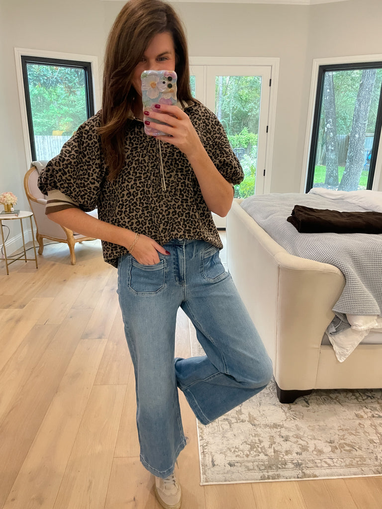 Pick a Side Leopard Top in Mocha