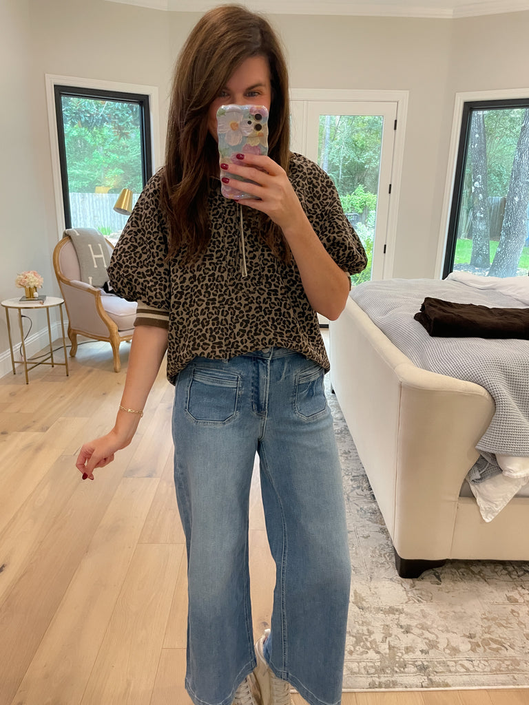 Pick a Side Leopard Top in Mocha