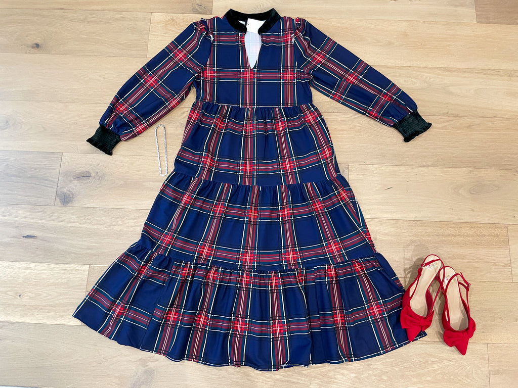 Sugarlips Sherril Long Sleeve Maxi Dress in Lakeview Plaid