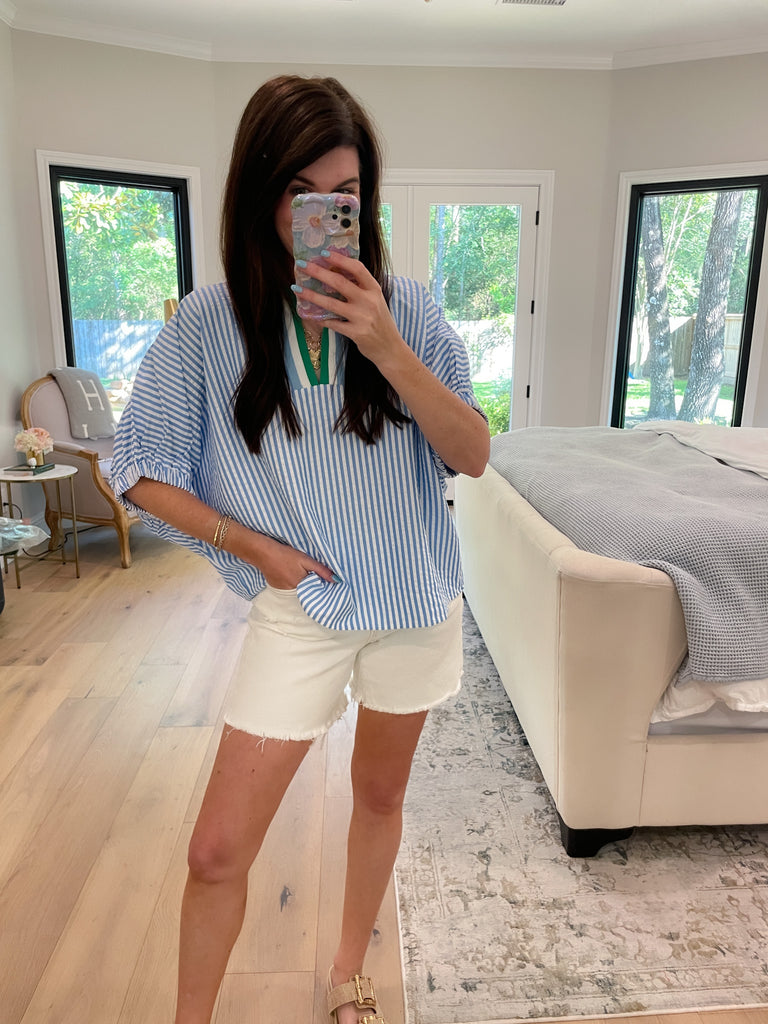 Ocean Escape Striped Top in Blue