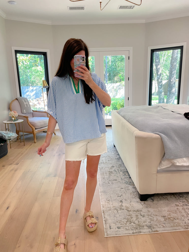 Ocean Escape Striped Top in Blue