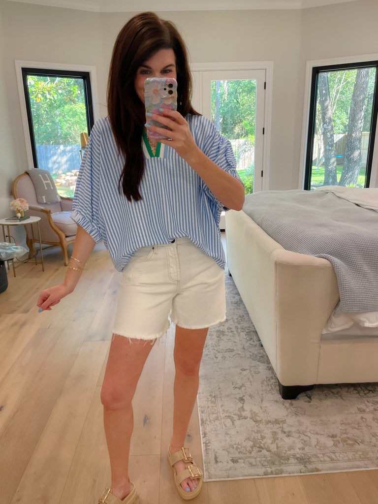 Ocean Escape Striped Top in Blue