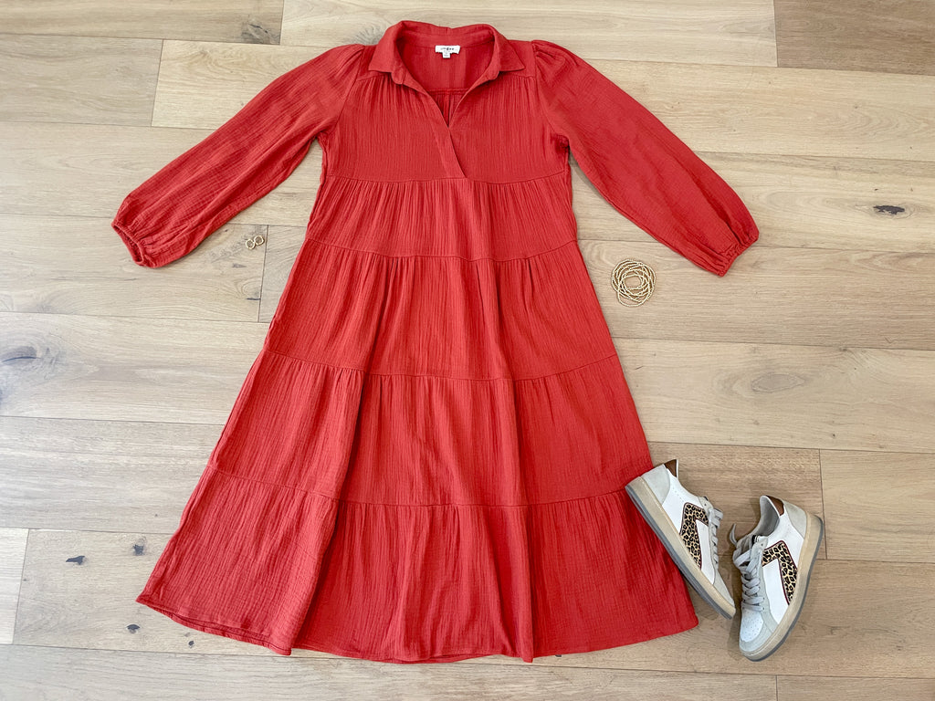 Simple Sophistication Midi Dress in Brick