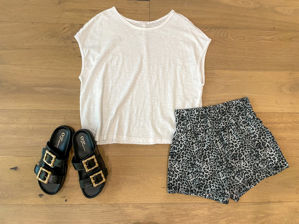 SALE! Keep Up Leopard Shorts in Gray *Final Sale*