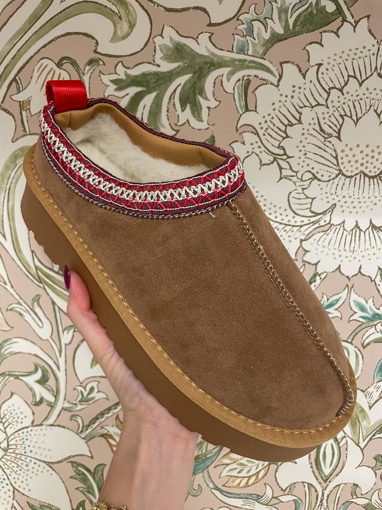 Tessa Platform Slippers in Camel