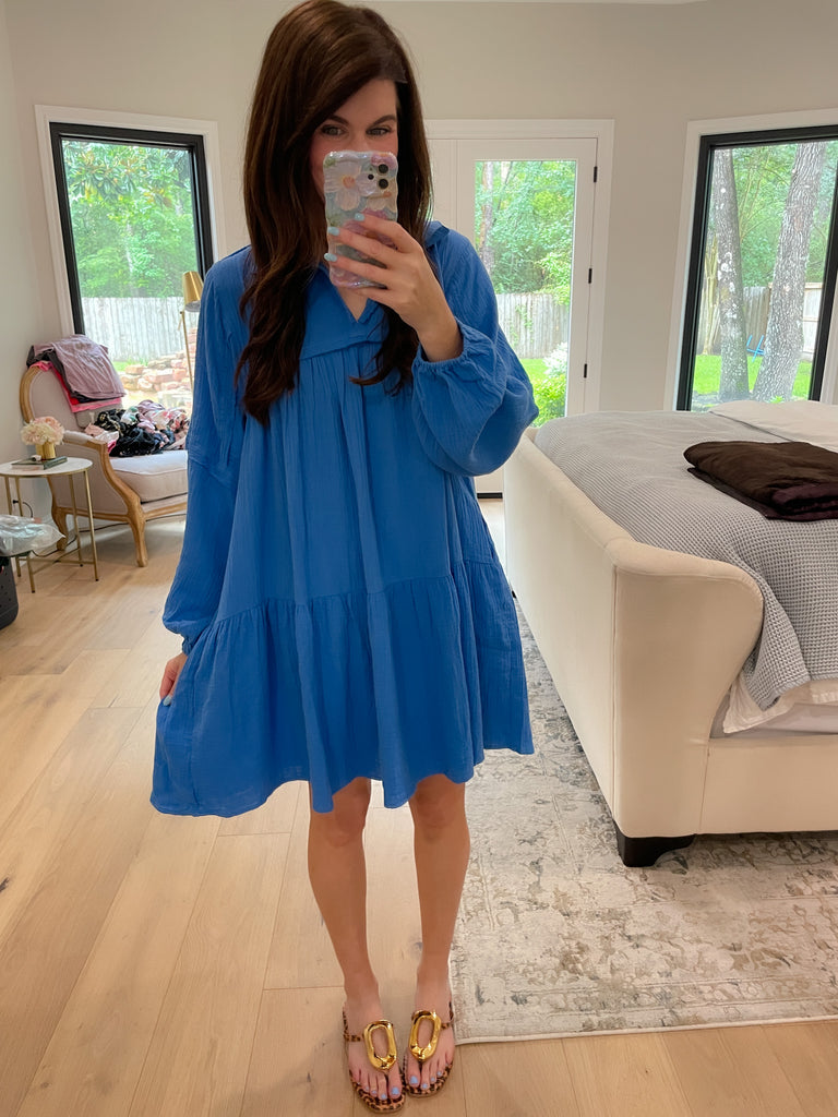 Loving You is Easy Collared Dress in Blue