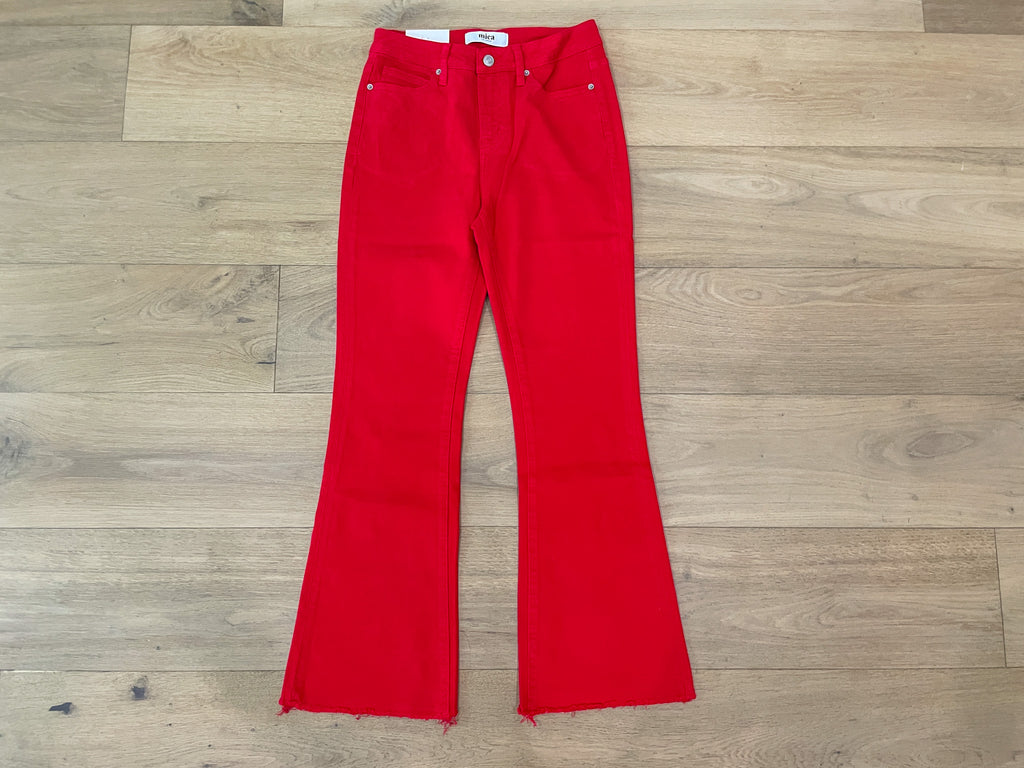 Mica Anchor Ankle Flare Jeans in True Red