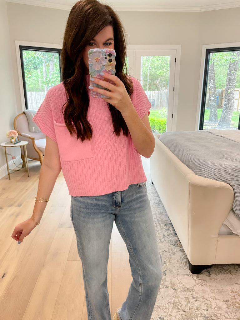 Daily Basis Mock Neck Sweater in Pink