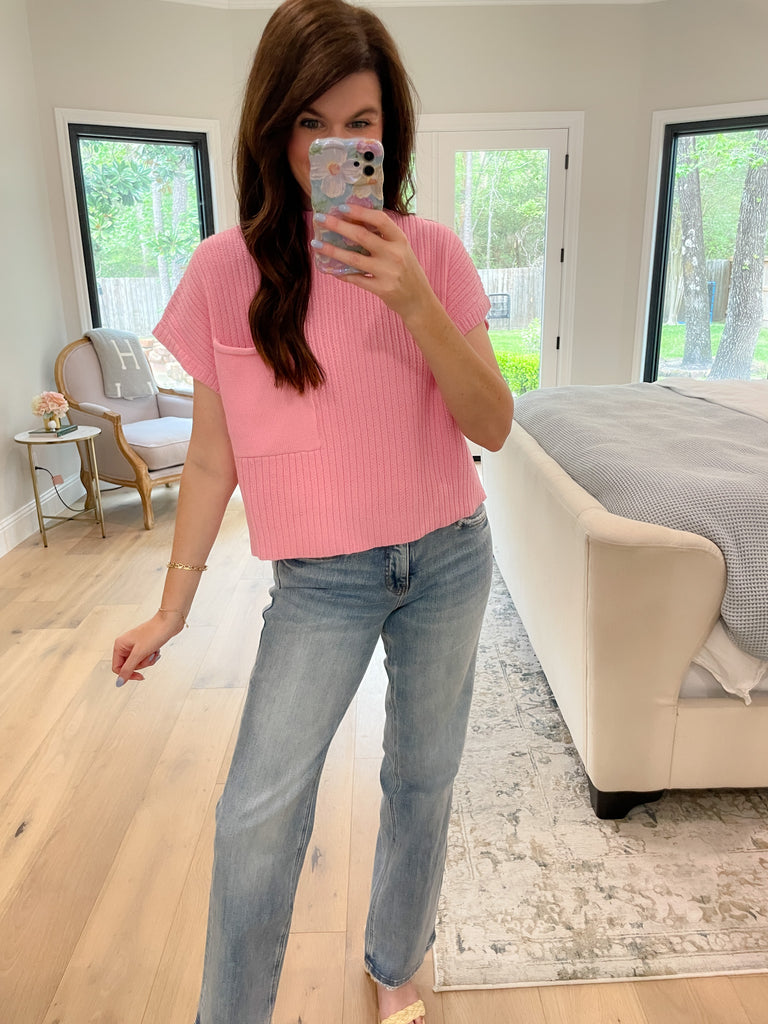 Daily Basis Mock Neck Sweater in Pink