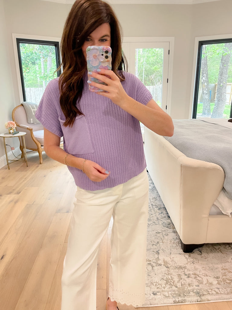 Daily Basis Mock Neck Sweater in Lavender