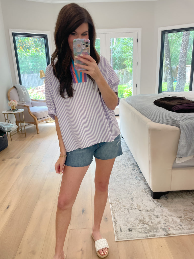 Ocean Escape Striped Top in Lavender